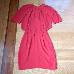 Zac Posen red silk waisted dress 2